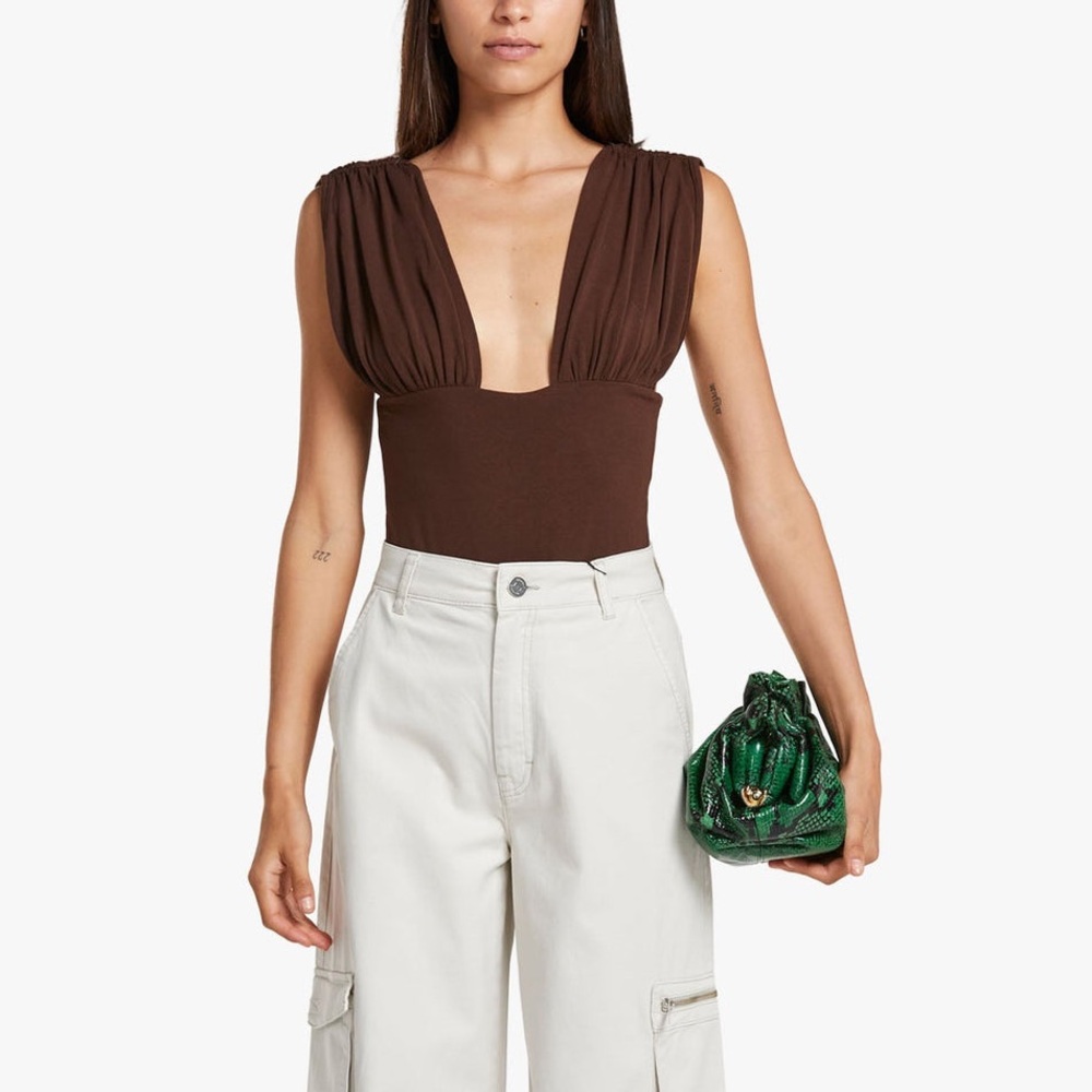 NWT Large Brown Chocolate The Line By K Mio Bodysuit